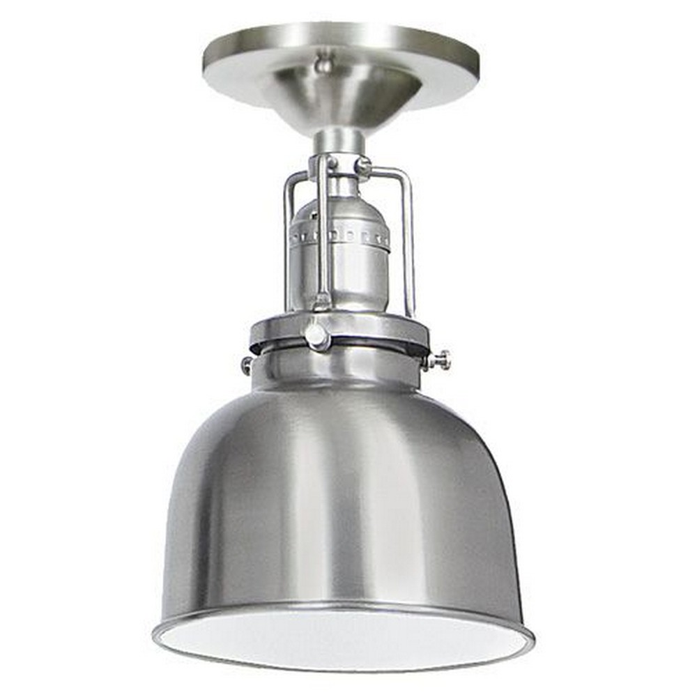 JVI Designs-1202-18 M2-Union Square - One Light Flush Mount Gunmetal  5 Wide Metal Shade, Inside Finish White